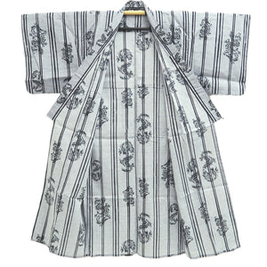 Men's Yukata Gray Black Dragon Cotton #10362F3