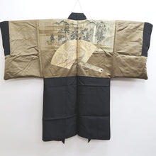 Load image into Gallery viewer, Men&#39;s Haori Vintage(1950-1980) Black Montsuki Habutae Kyoto Landscape Silk #9818B1
