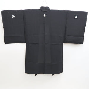 Men's Haori Vintage(1950-1980) Black Montsuki See-Through Silk #9830B1