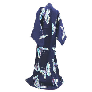Yukata Vintage(1950-1980) Navy Butterfly Cotton #10485B1