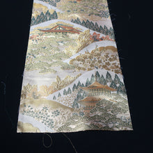Load image into Gallery viewer, BB10055AD Silk Obi Fabric Zen Temple Green Beige 50.0x10.6in(127x27cm)

