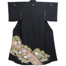Load image into Gallery viewer, Tomesode Black Crane Birds Silk #10392F5
