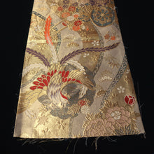 Load image into Gallery viewer, BB10085AF Silk Obi Fabric Phoenix Gold Beige 50.0x10.6in(127x27cm)
