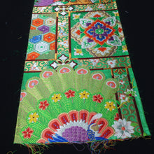Load image into Gallery viewer, BB10075AF Silk Obi Fabric Peacock Green 51.6x11.0in(131x28cm)
