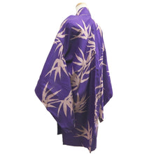 Load image into Gallery viewer, Haori Jacket Vintage(1920-1950) Blueish Purple Meisen Bamboo leaf Silk #11052A3
