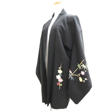 Load image into Gallery viewer, Haori Jacket Vintage(1950-1980) Black Plum blossom Branch Silk #10933F1
