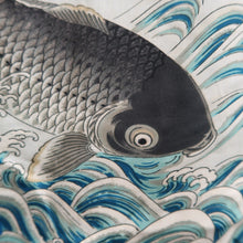 Load image into Gallery viewer, Juban Vintage(1920-1950) Blue Leaping Carp Silk #10378F4
