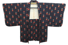 Load image into Gallery viewer, Haori Jacket Vintage(1950-1980) Black Shibori Bishamon Kikkou Silk #8704J2
