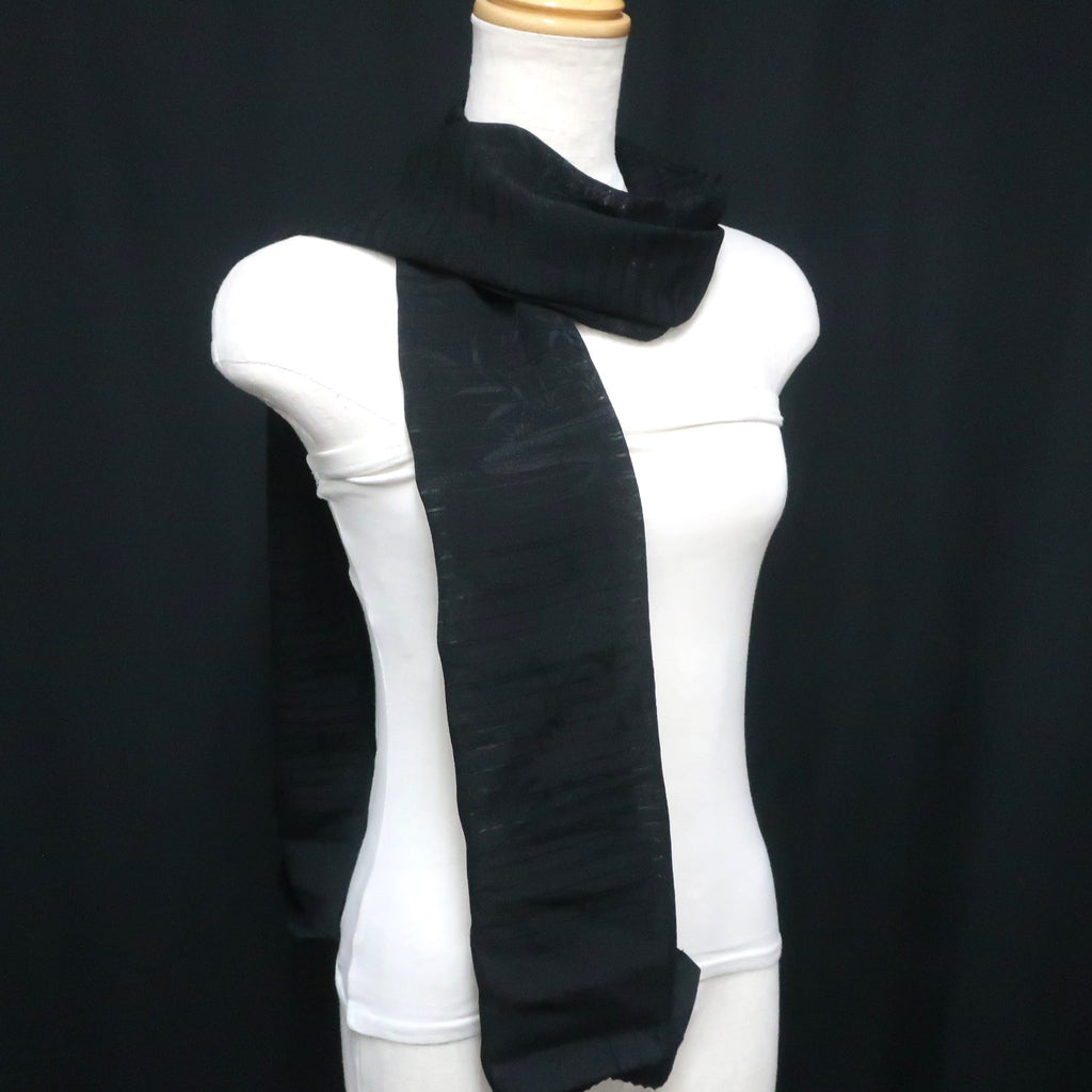 Silk Japanese Obiage See-Through Black 65.4x10.6in(166x27cm) A#10049