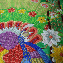 Load image into Gallery viewer, BB10075AF Silk Obi Fabric Peacock Green 51.6x11.0in(131x28cm)
