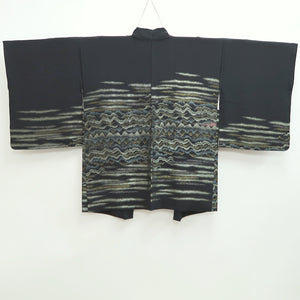 Haori Jacket Vintage(1950-1980) Black Gold Wave Silk #9864B2