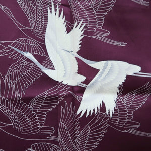 Kimono Purple Crane Birds Silk #9935B5