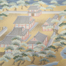 Load image into Gallery viewer, Fukuro Obi Gold White Blue Landscape Silk BB272V5
