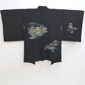 Haori Jacket Vintage(1950-1980) Black Kyoto Kinkakuji Silk #9739A2