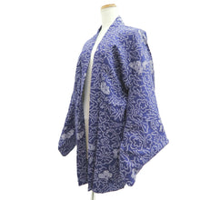 Load image into Gallery viewer, Haori Jacket Vintage(1950-1980) Blue Shibori Pine Tree Flower Silk #10583C1
