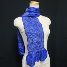 Load image into Gallery viewer, Silk Japanese Obiage Shibori Blue 51.2x6.7in(130x17cm) A#10059
