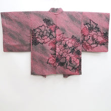 Load image into Gallery viewer, Haori Jacket Vintage(1950-1980) Red Black Shibori Peony Silk #10051C5
