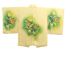 Load image into Gallery viewer, Haori Jacket Light Yellow Floral pattern Silk #10943F1
