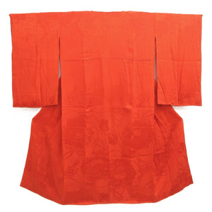 Juban Vintage(1950-1980) Red Peony Chrysanthemum Silk #10504B1