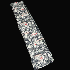 KK1479A2 Silk Kimono Fabric Vintage(1950-1980) Meisen Black 61.0x12.2in(155x31cm)