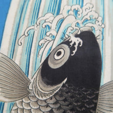 Load image into Gallery viewer, Juban Vintage(1920-1950) Blue Leaping Carp Silk #10378F4

