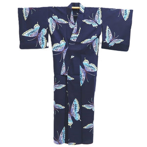 Yukata Vintage(1950-1980) Navy Butterfly Cotton #10485B1