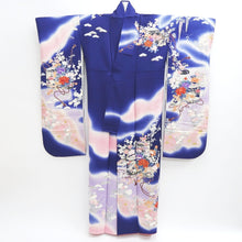 Load image into Gallery viewer, Furisode Blue Pink Plum blossom Chrysanthemum Silk #9678J3
