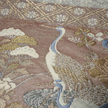 Load image into Gallery viewer, BB10105AG Silk Obi Fabric Vintage(1950-1980) Crane Birds Silver 106.7x11.0in(271x28cm)

