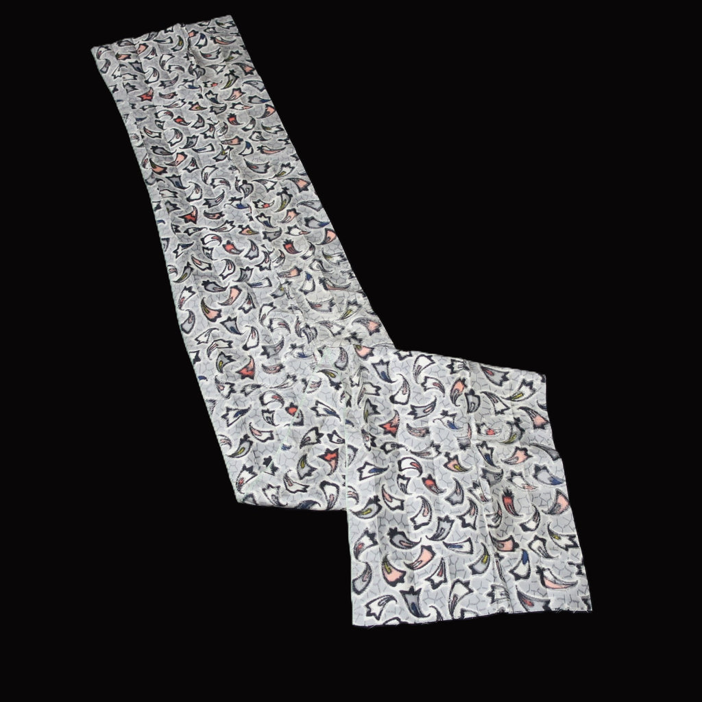 KK1499A2 Silk Kimono Fabric Vintage(1920-1950) Meisen Gray 74.4x12.2in(189x31cm)