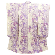 Load image into Gallery viewer, Furisode White Lavender Bird Flower Yamato Silk #10553B4
