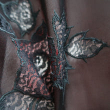 Load image into Gallery viewer, Haori Jacket Vintage(1950-1980) Black Red See-Through Embroidery Peony Silk #10231E2
