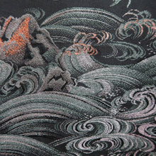 Load image into Gallery viewer, Haori Jacket Vintage(1950-1980) Black Silver Mastu Curling Wave Landscape Silk #9754A3
