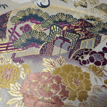 Load image into Gallery viewer, BB10045AD Silk Obi Fabric Crane Birds Gold Yellow 76.0x11.8in(193x30cm)
