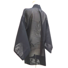 Load image into Gallery viewer, Haori Jacket Vintage(1950-1980) Black Wine red Sheer Botanical Embroidery Silk #10904E5
