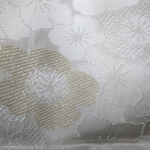 Silk Japanese Obiage Plum blossom White 66.9x11.4in(170x29cm) A#10039