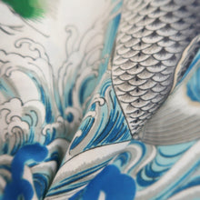 Load image into Gallery viewer, Juban Vintage(1920-1950) Blue Leaping Carp Silk #10378F4
