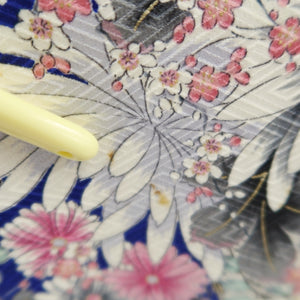 Furisode Blue Plum blossom Camellia Silk #10543B3