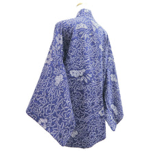 Load image into Gallery viewer, Haori Jacket Vintage(1950-1980) Blue Shibori Pine Tree Flower Silk #10583C1
