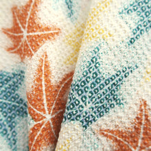 Load image into Gallery viewer, Haori Jacket Vintage(1950-1980) White Vermillion Blue Shibori Maple Leaf Silk #9784A4
