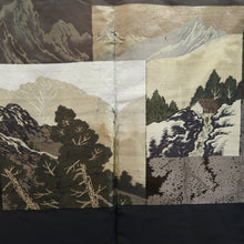 Load image into Gallery viewer, Men&#39;s Haori Vintage(1950-1980) Black Habutae Mountain Landscape Silk #9980C2
