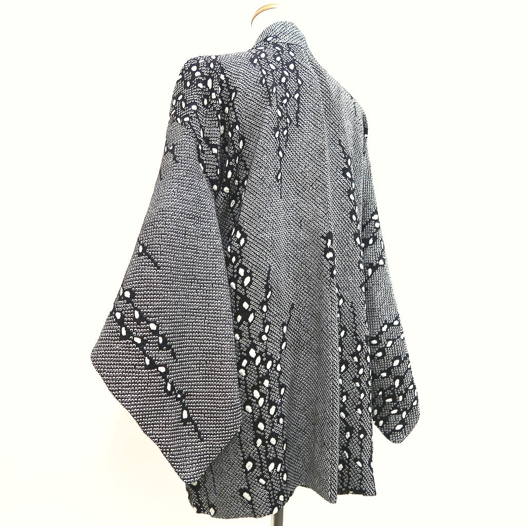Haori Jacket Vintage(1950-1980) Black Shibori Branch Silk #10067D1