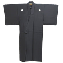 Load image into Gallery viewer, Men's Kimono Vintage(1950-1980) Black Montsuki Habutae Silk #10867E4
