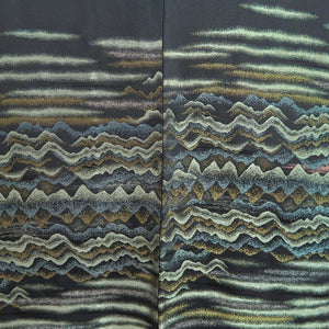 Haori Jacket Vintage(1950-1980) Black Gold Wave Silk #9864B2