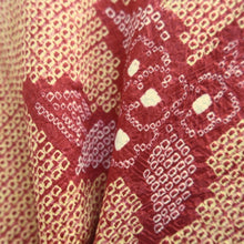 Load image into Gallery viewer, Haori Jacket Vintage(1950-1980) Red Yellow Full Shibori Flower Silk #10803D5
