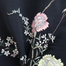 Load image into Gallery viewer, Haori Jacket Vintage(1950-1980) Black Fully Embroidered Branch Flower Silk #9991C2
