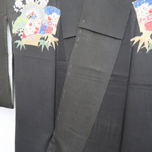 Load image into Gallery viewer, Tomesode Vintage(1920-1950) Black Hand painted Crane Birds Silk #10403A1
