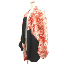 Load image into Gallery viewer, Haori Jacket Vintage(1950-1980) Black Vermillion Unique Contrast Design Silk #11064A4
