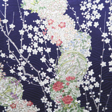 Load image into Gallery viewer, Kimono Blue Plum blossom Rinzu Silk #9647J2
