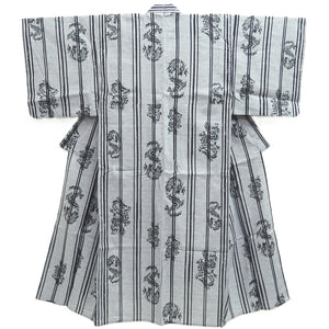 Men's Yukata Gray Black Dragon Cotton #10362F3