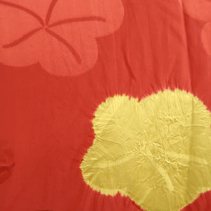 Juban Red Furisode Leaves Shibori Silk #10516B2